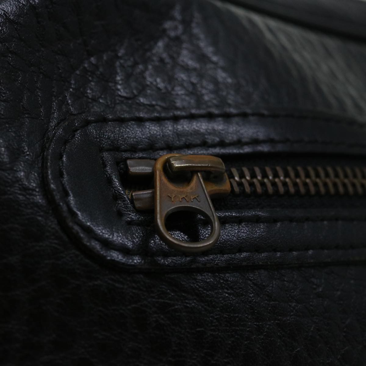 Burberrys Clutch Bag Leather Black Auth yk11126