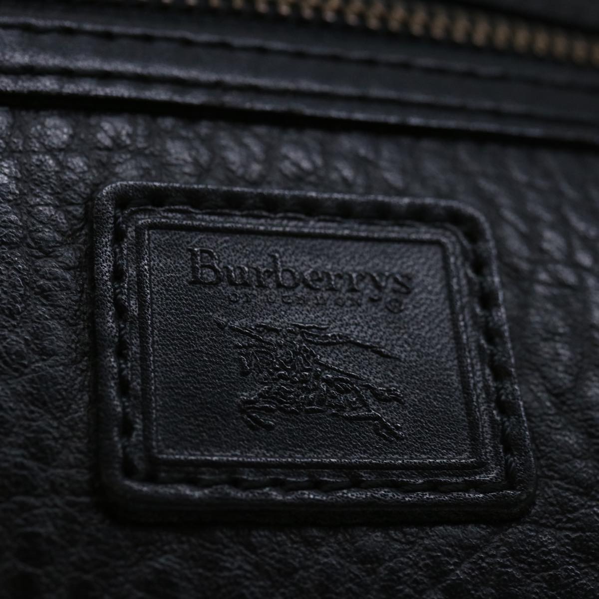 Burberrys Clutch Bag Leather Black Auth yk11126
