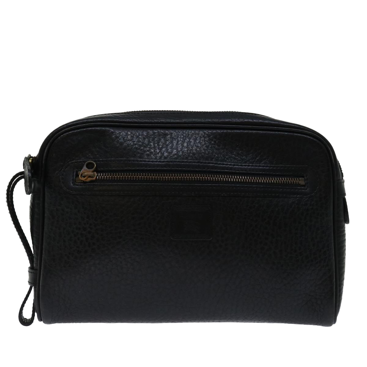 Burberrys Clutch Bag Leather Black Auth yk11126