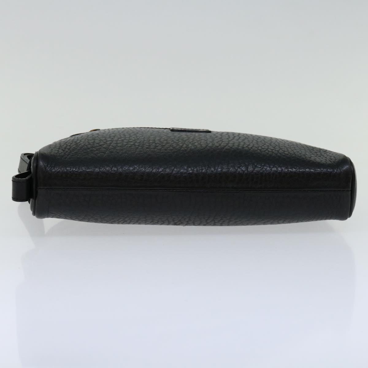 Burberrys Clutch Bag Leather Black Auth yk11126