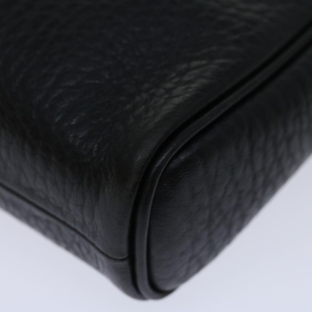 Burberrys Clutch Bag Leather Black Auth yk11126