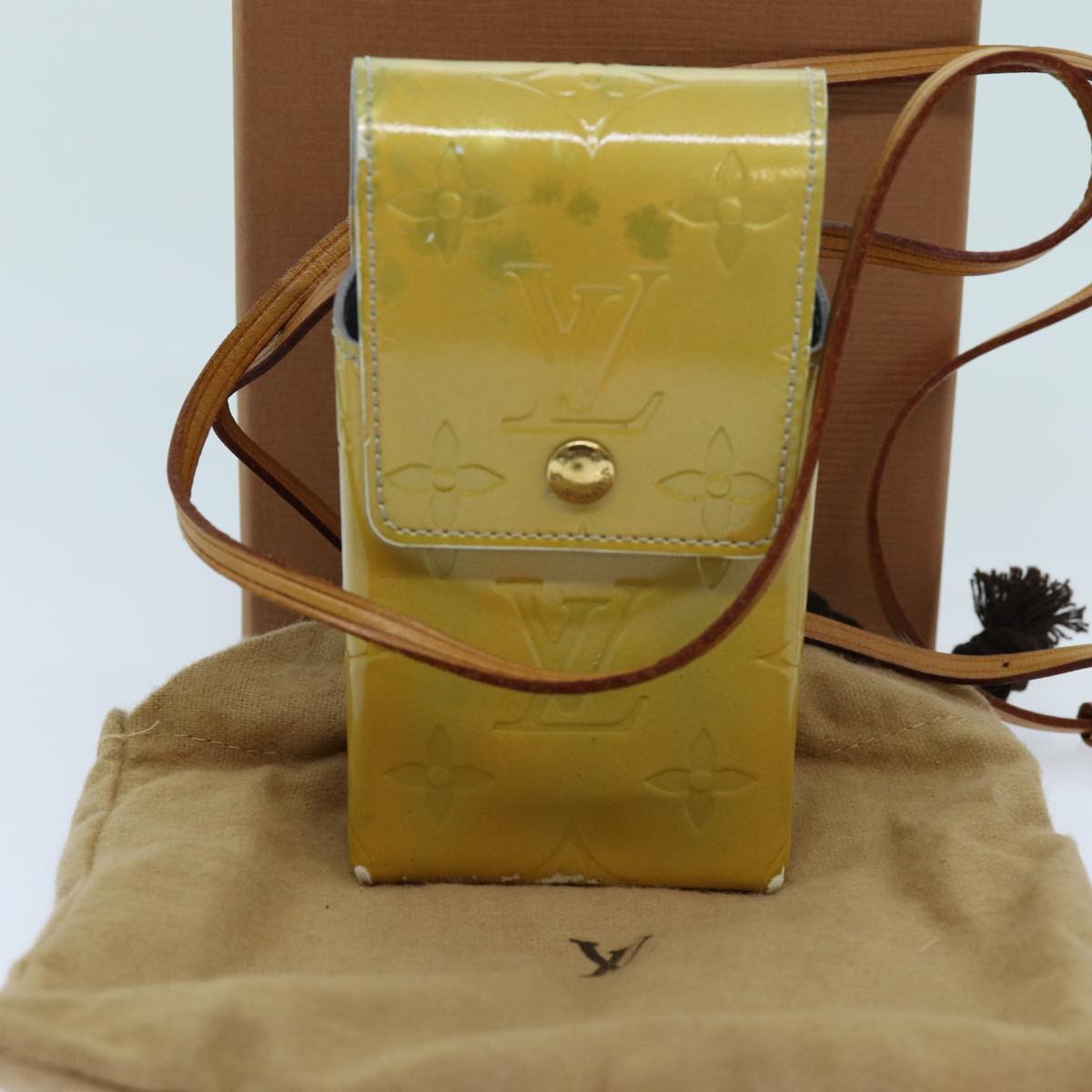 LOUIS VUITTON Monogram Vernis Green Cigarette Case Gris M91050 LV Auth yk11583