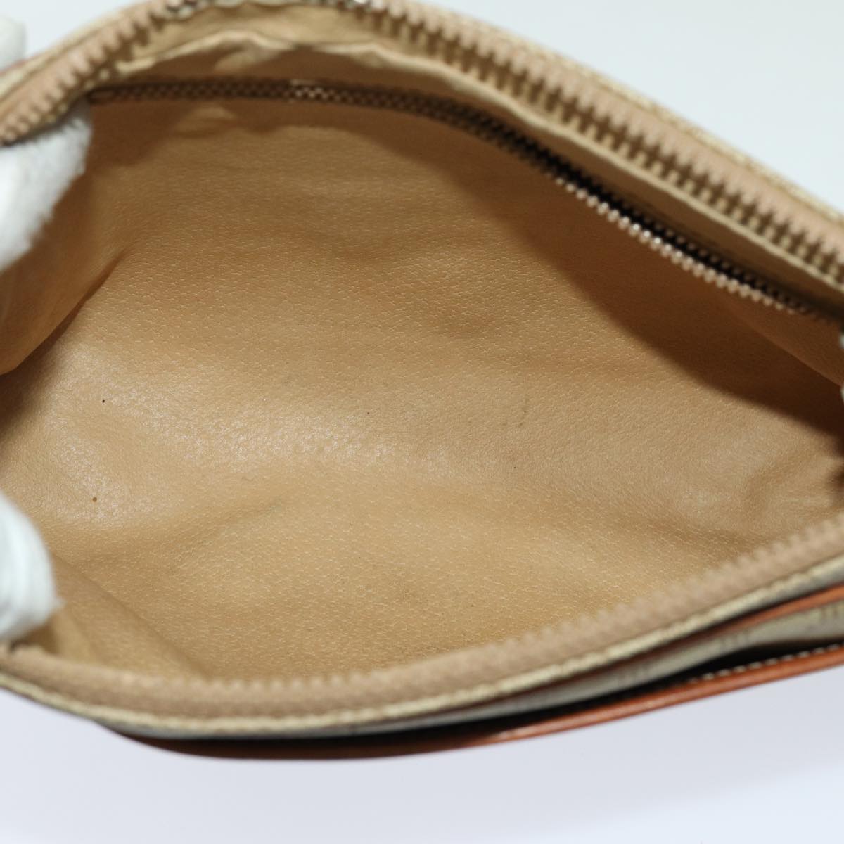 CELINE Macadam Canvas Clutch Bag Beige Auth yk11631