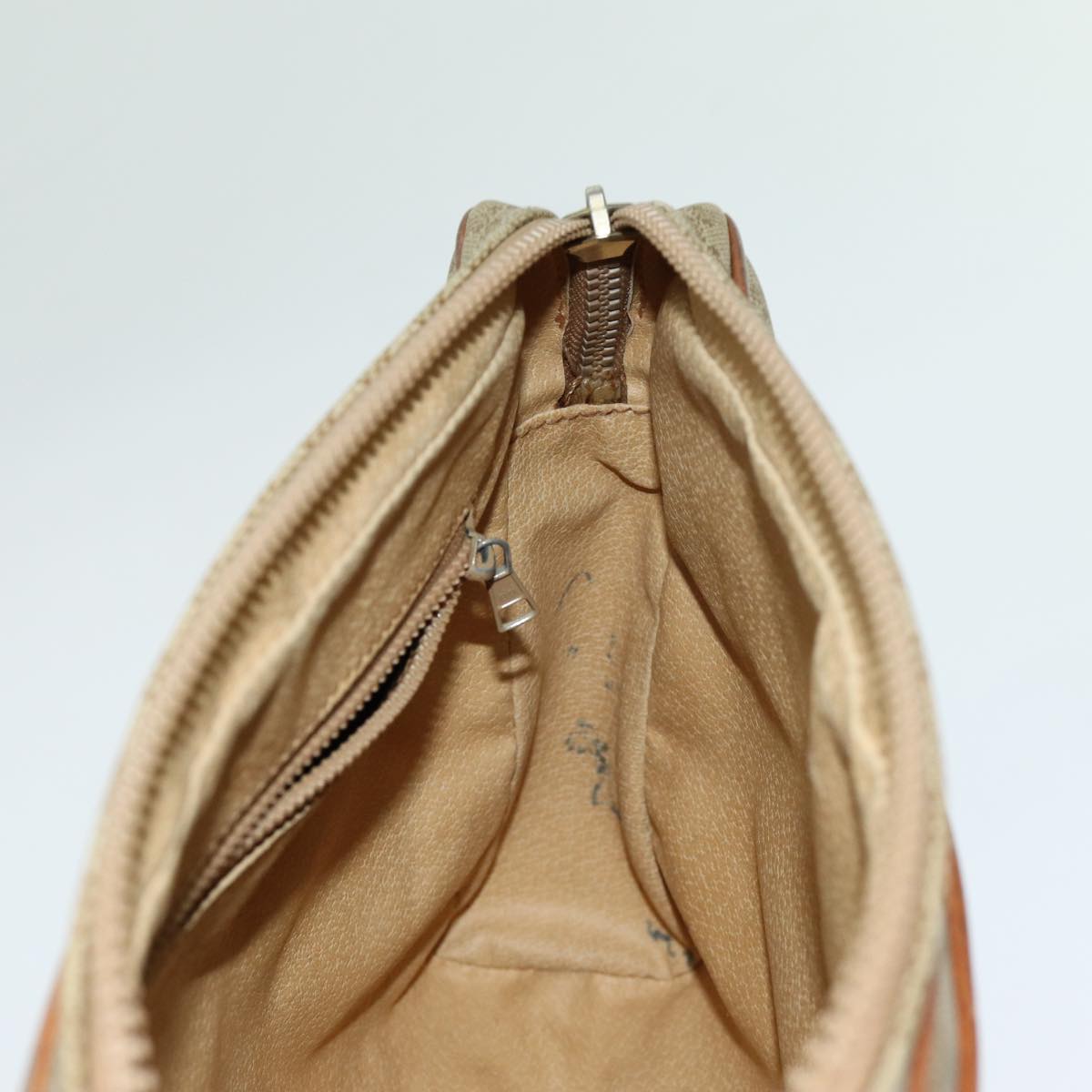CELINE Macadam Canvas Clutch Bag Beige Auth yk11631