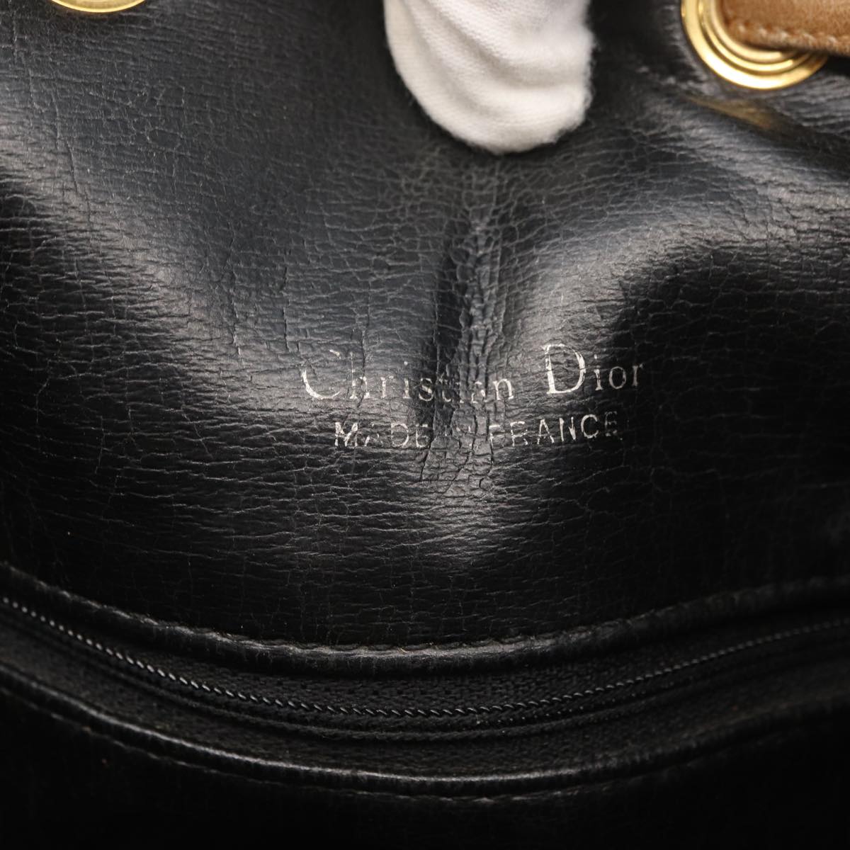 Christian Dior Shoulder Bag Leather Black Auth yk11682