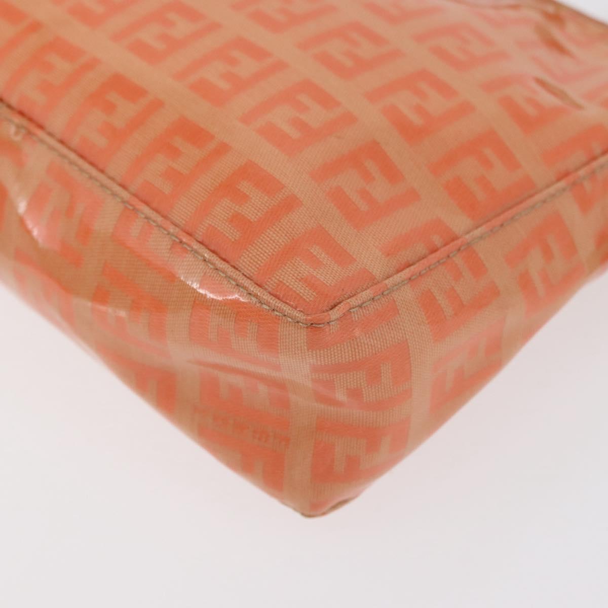 FENDI Zucchino Canvas Accessory Pouch Coated Canvas Orange Auth yk11786