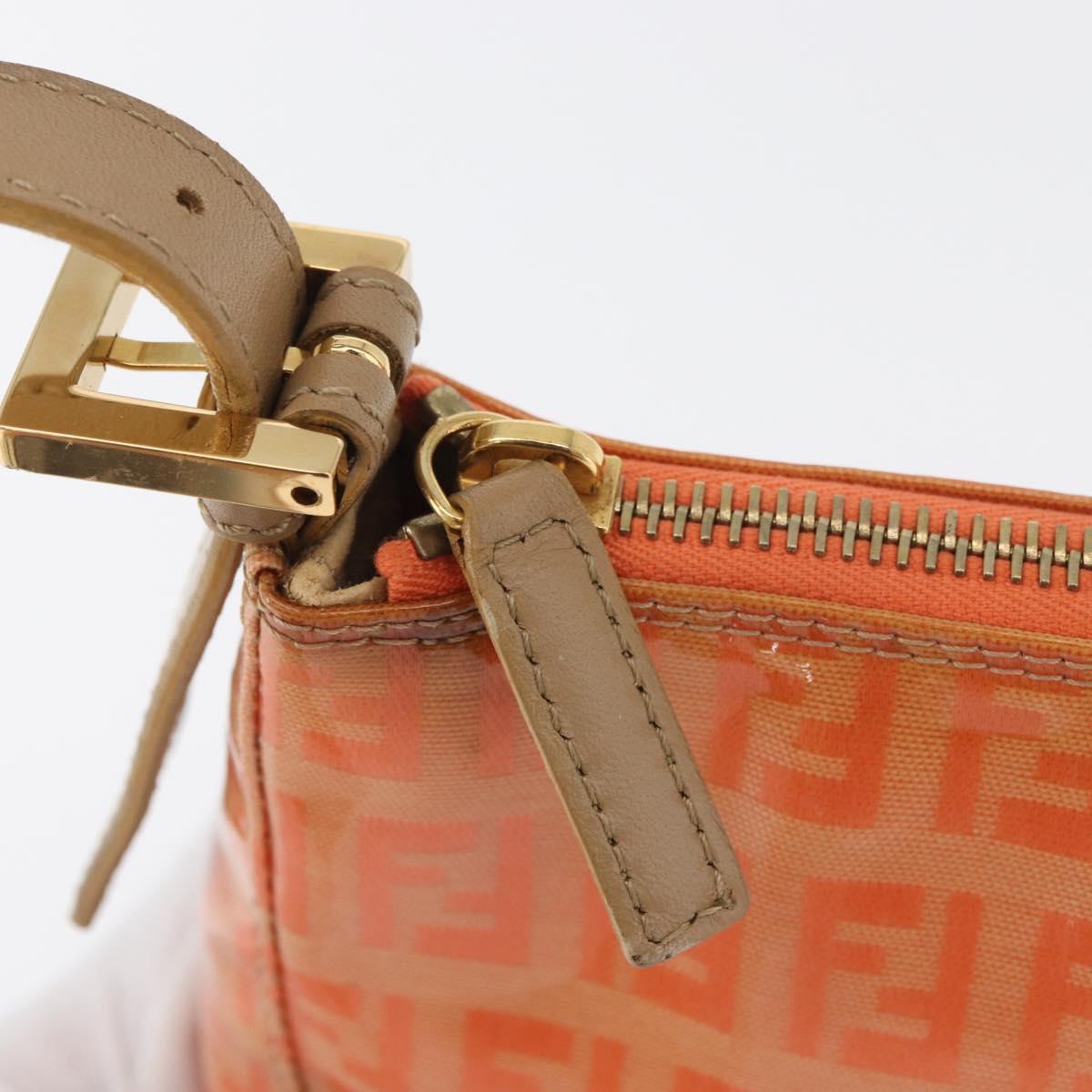 FENDI Zucchino Canvas Accessory Pouch Coated Canvas Orange Auth yk11786