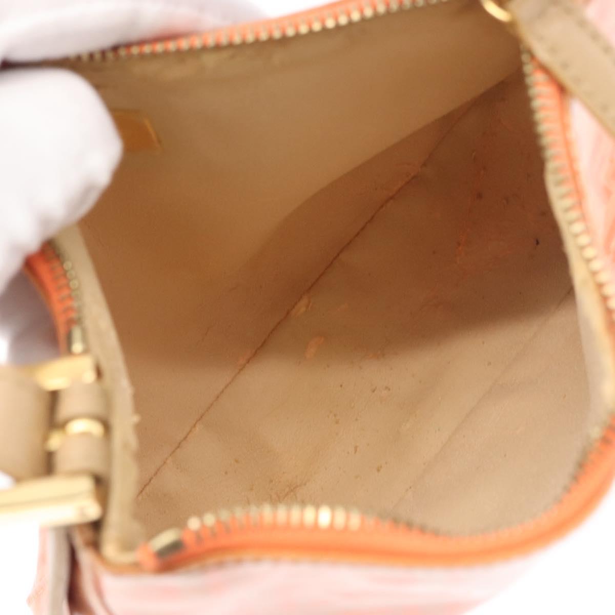 FENDI Zucchino Canvas Accessory Pouch Coated Canvas Orange Auth yk11786