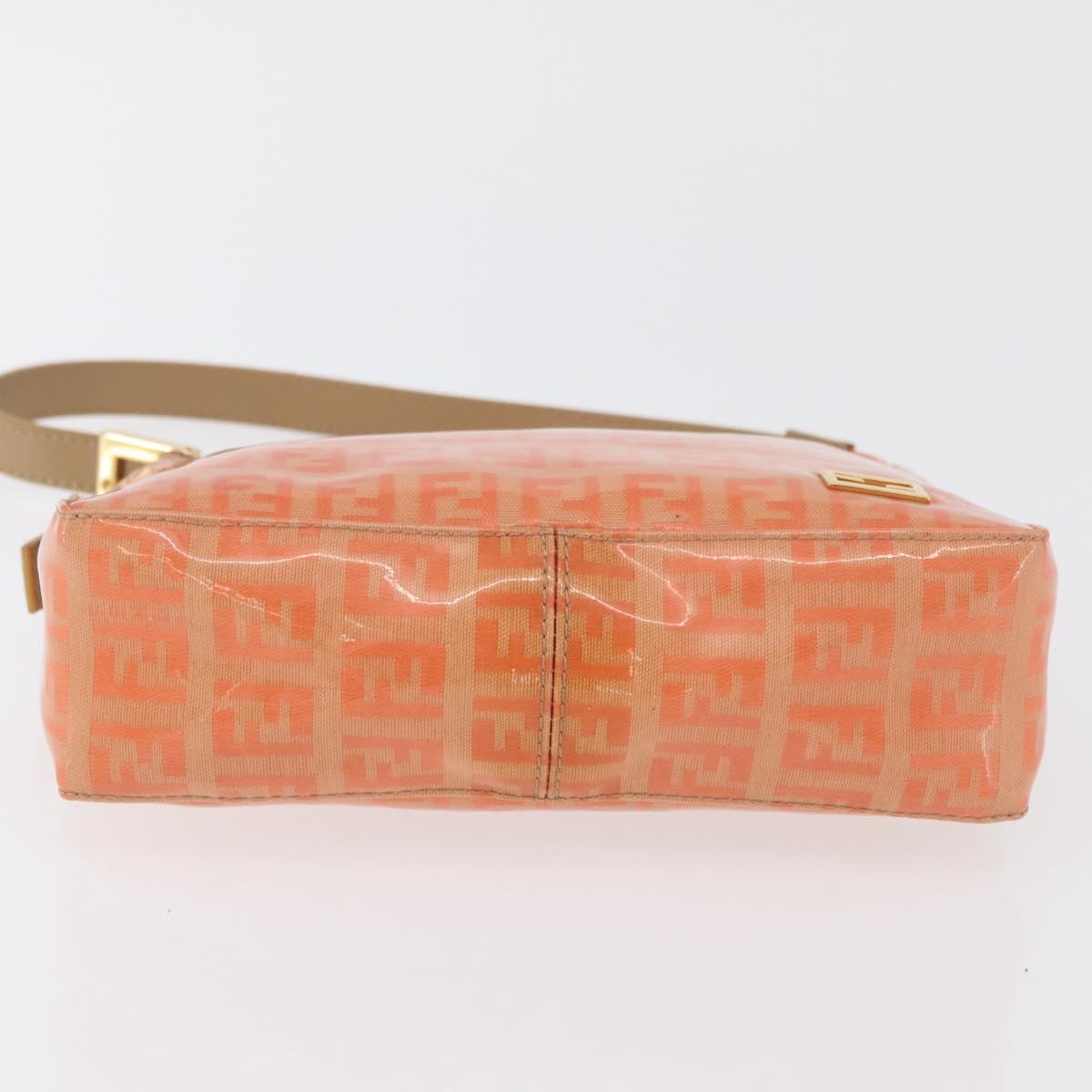 FENDI Zucchino Canvas Accessory Pouch Coated Canvas Orange Auth yk11786