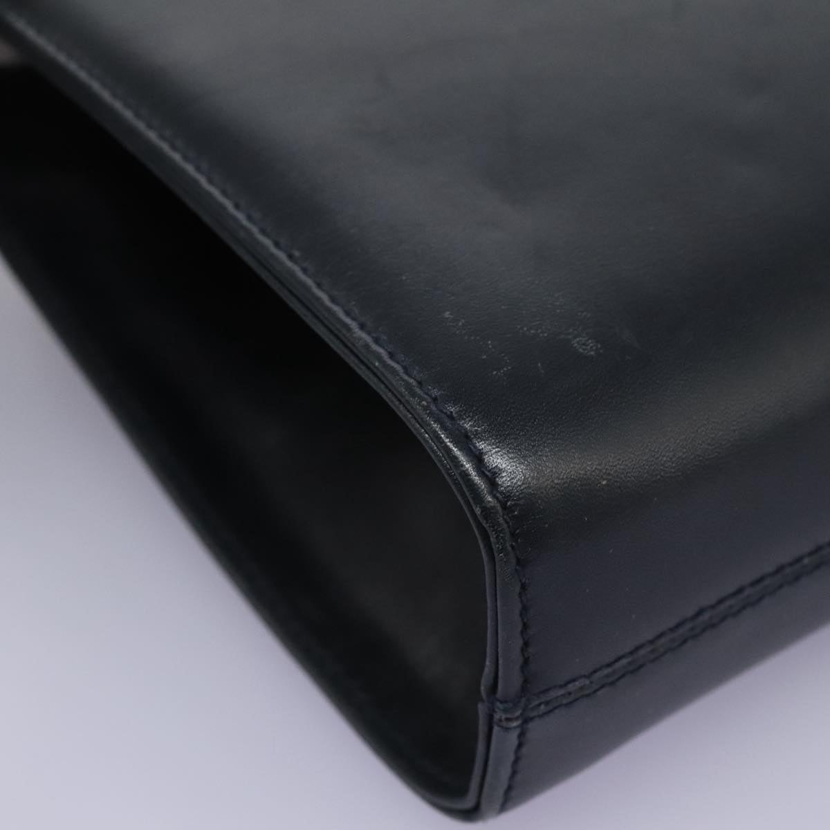 Salvatore Ferragamo Gancini Chain Shoulder Bag Leather Navy Auth yk12007