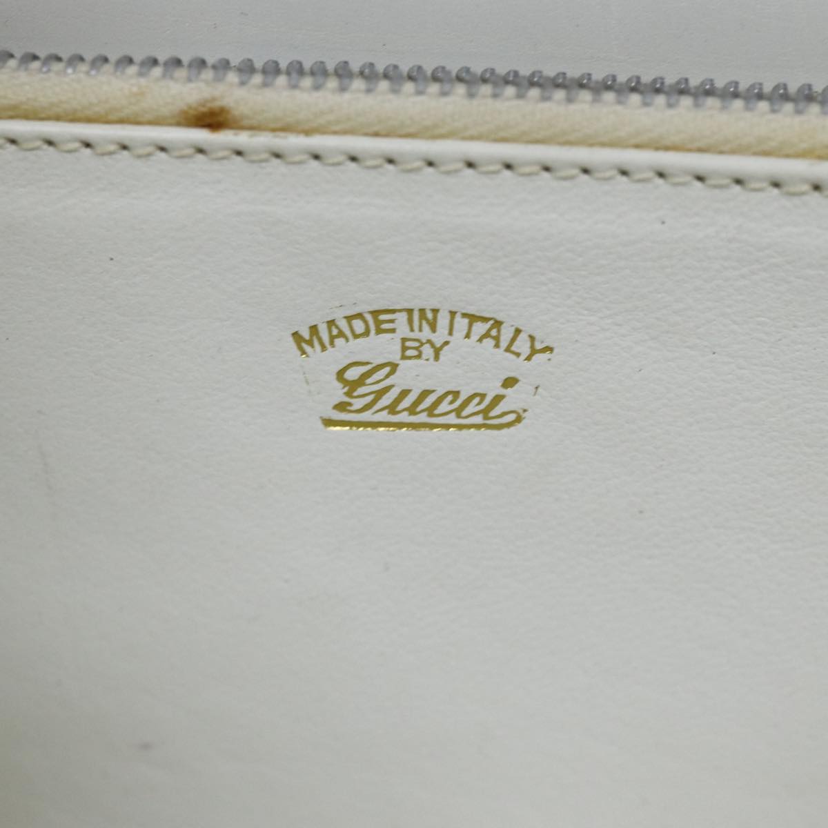 GUCCI Hand Bag Leather White Auth yk12076