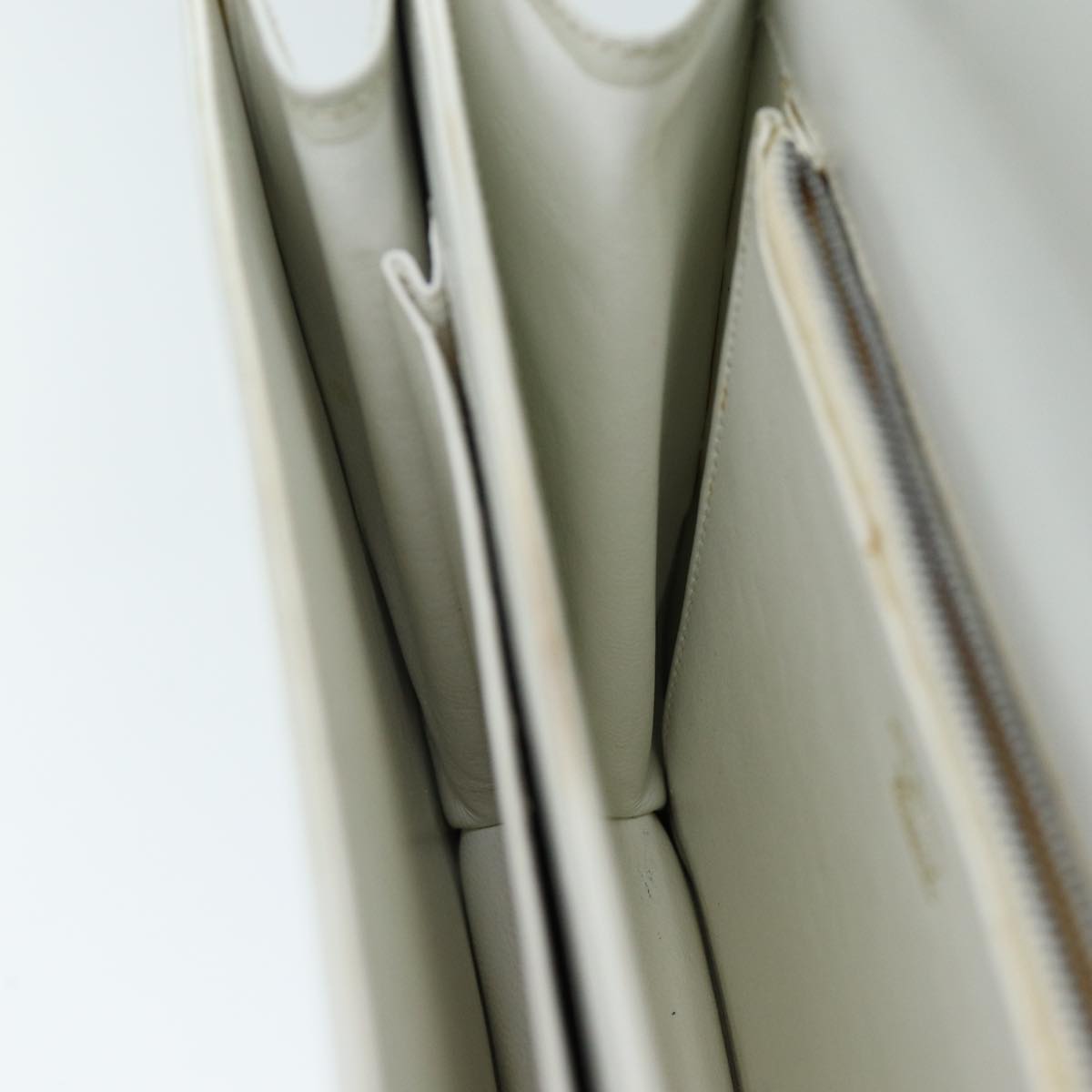 GUCCI Hand Bag Leather White Auth yk12076