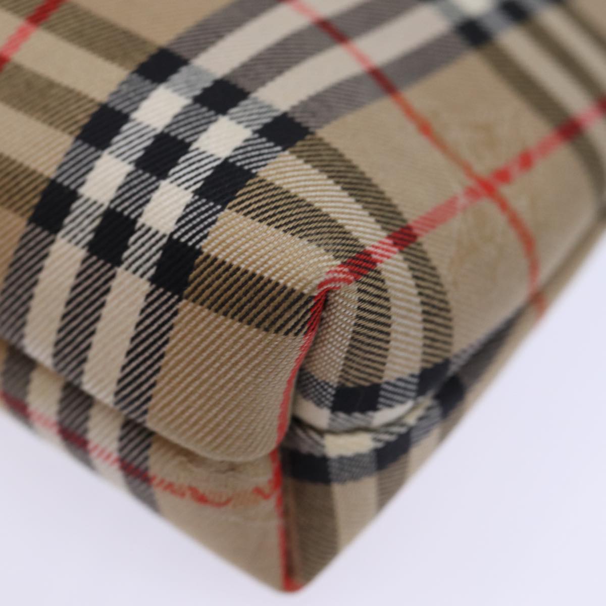 Burberrys Nova Check Pouch Canvas Beige Auth yk12082