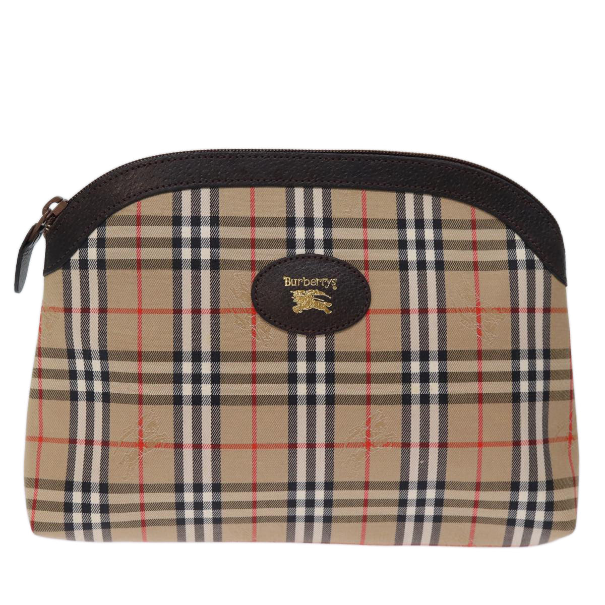 Burberrys Nova Check Pouch Canvas Beige Auth yk12082