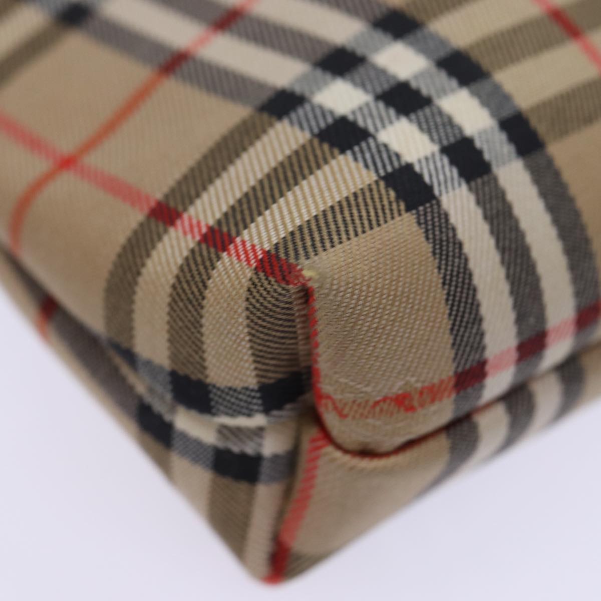 Burberrys Nova Check Pouch Canvas Beige Auth yk12082
