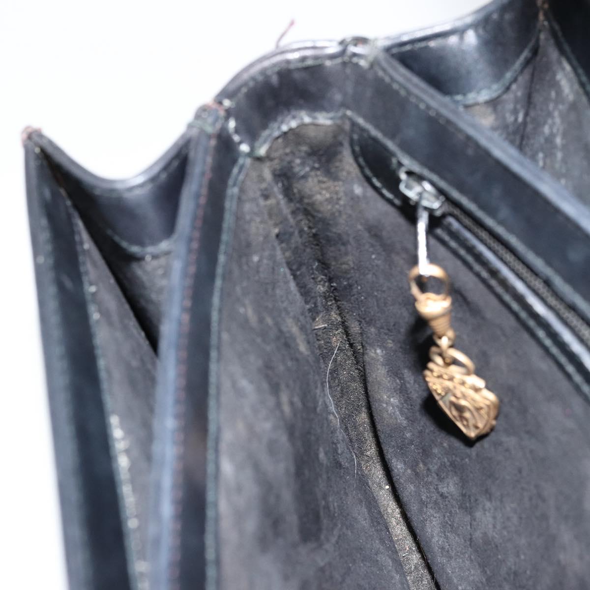 GUCCI Hand Bag Leather Black Auth yk12169