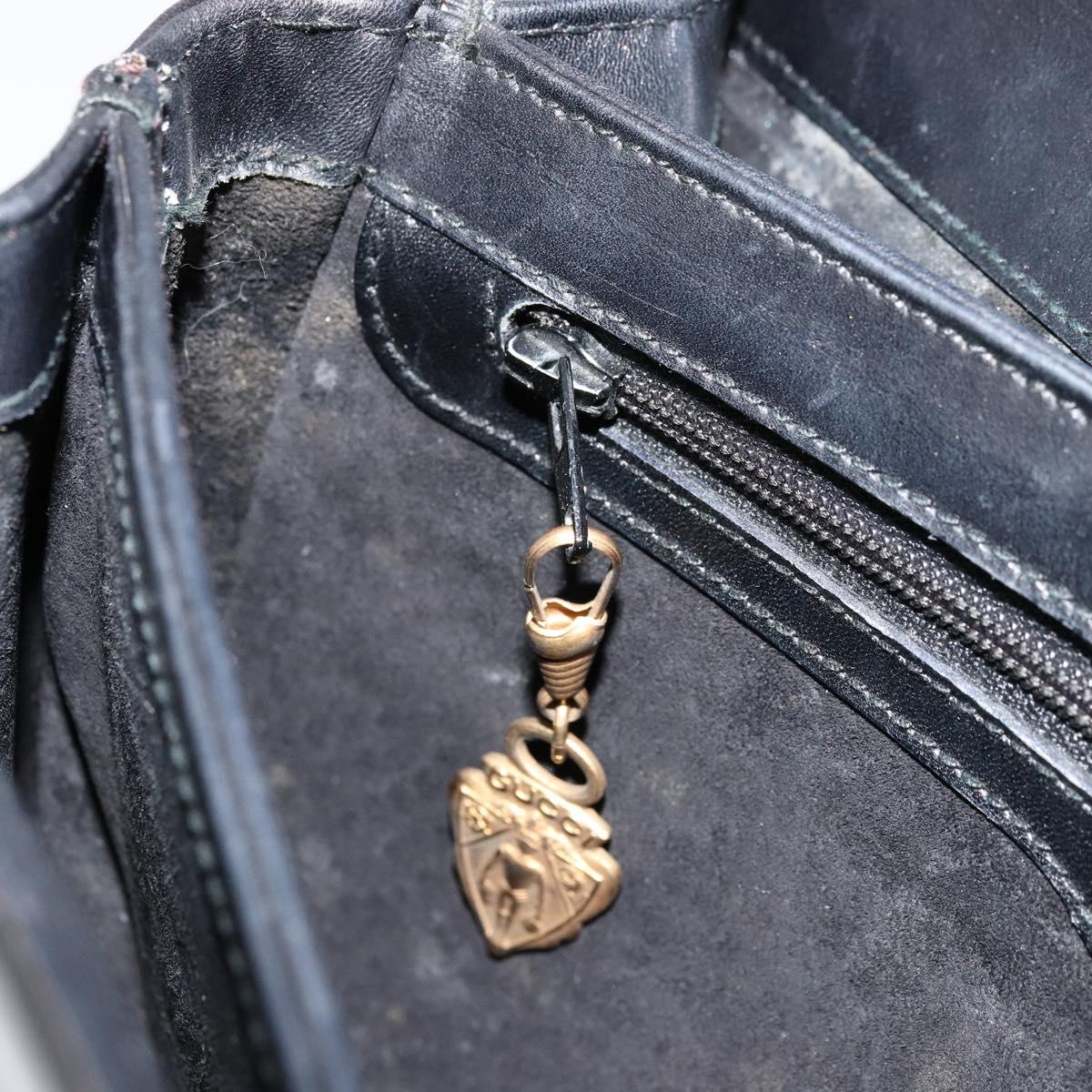 GUCCI Hand Bag Leather Black Auth yk12169