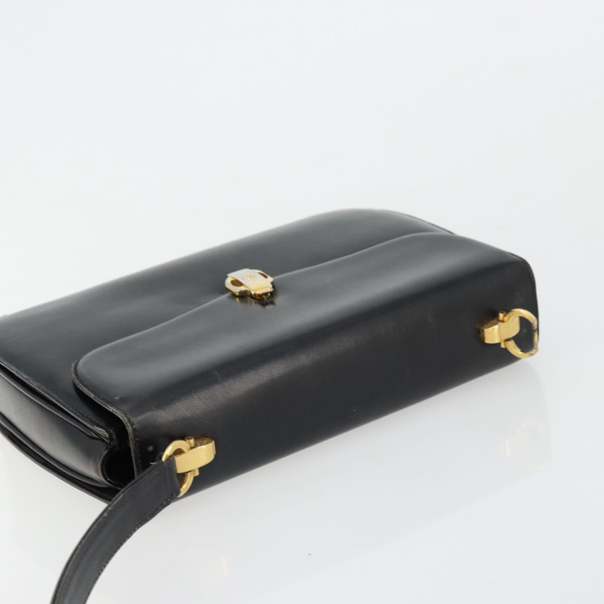 GUCCI Hand Bag Leather Black Auth yk12169