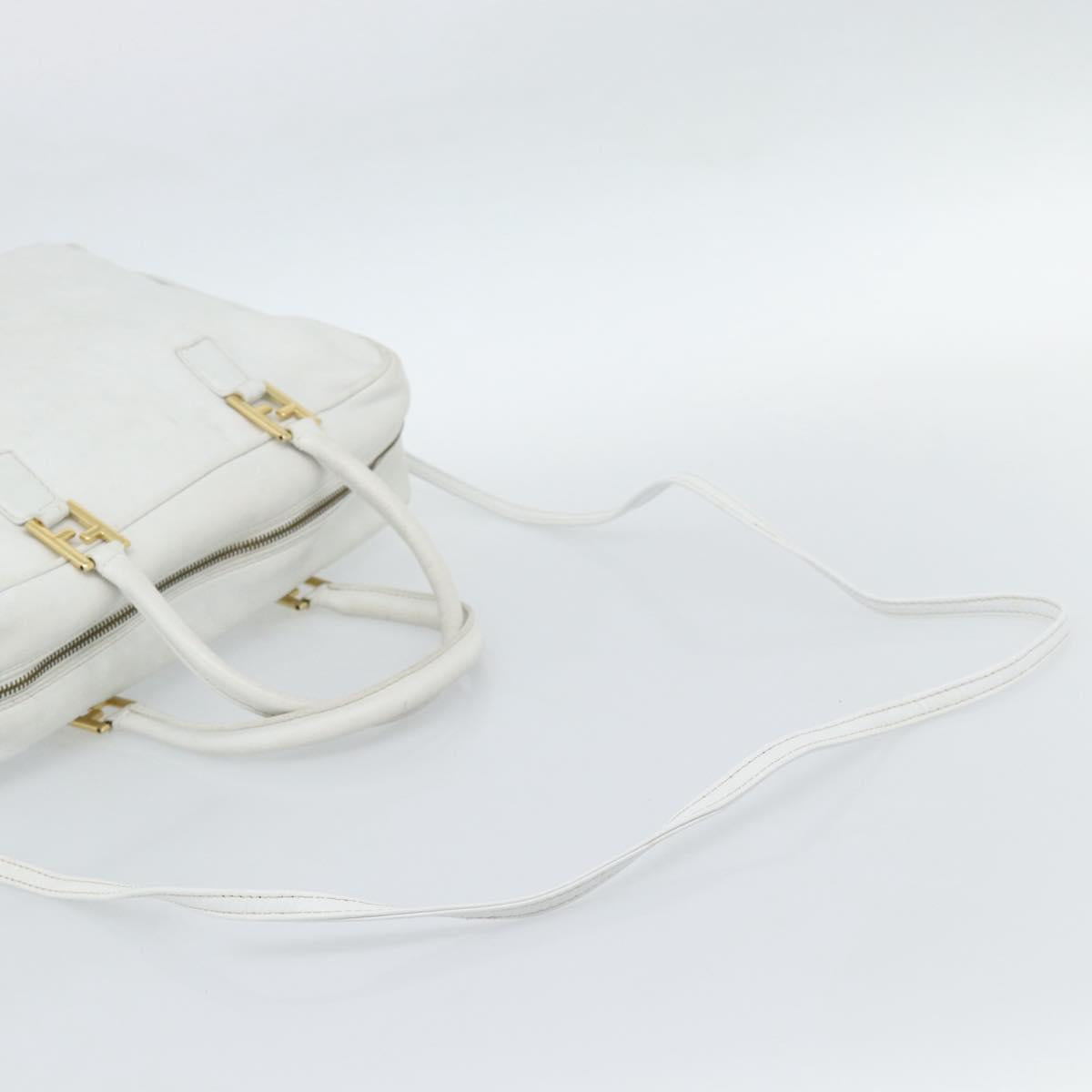 FENDI Hand Bag Leather 2way White Auth yk13942