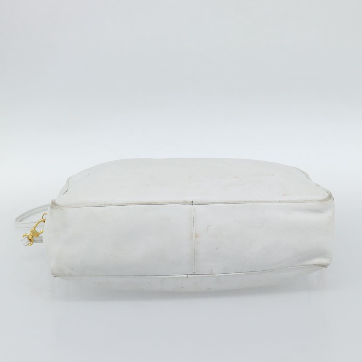 FENDI Hand Bag Leather 2way White Auth yk13942