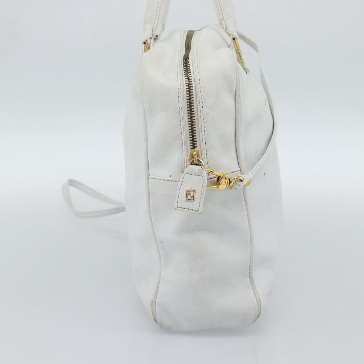FENDI Hand Bag Leather 2way White Auth yk13942