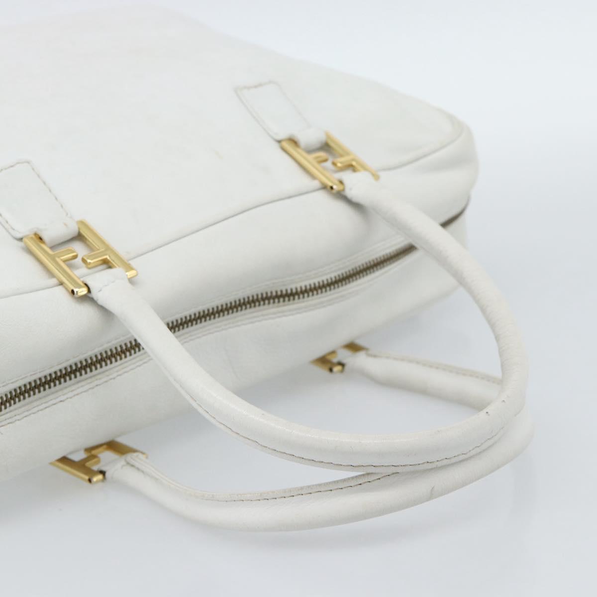 FENDI Hand Bag Leather 2way White Auth yk13942
