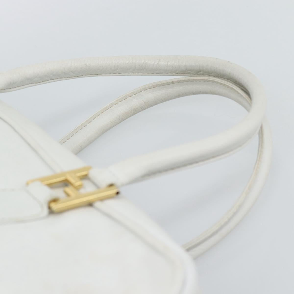 FENDI Hand Bag Leather 2way White Auth yk13942