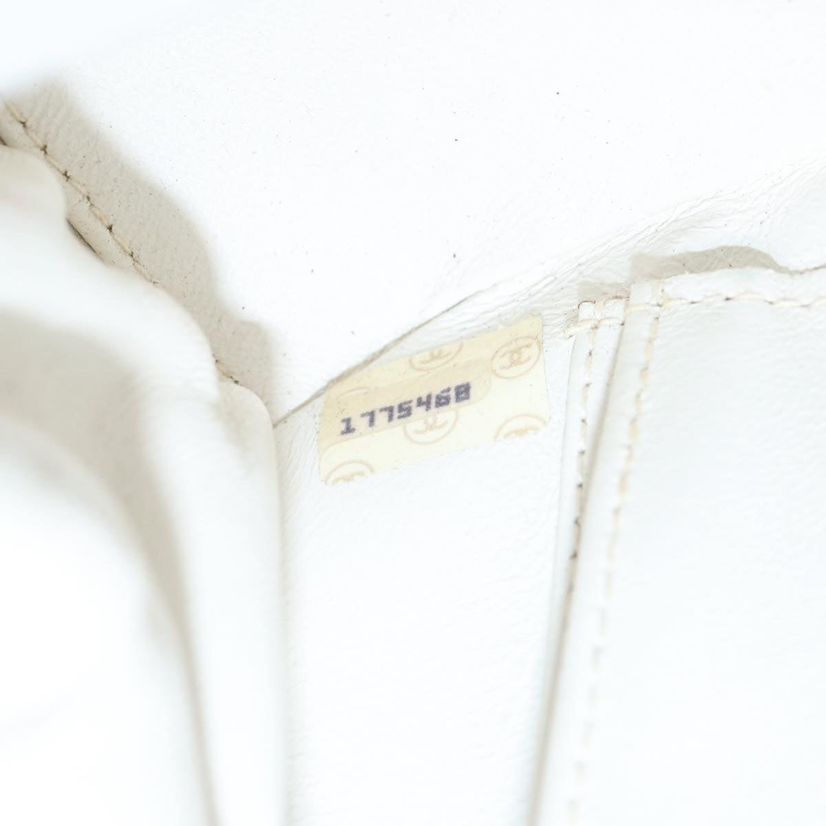 CHANEL V Stitch Chain Hand Bag Leather White CC Auth yk14103