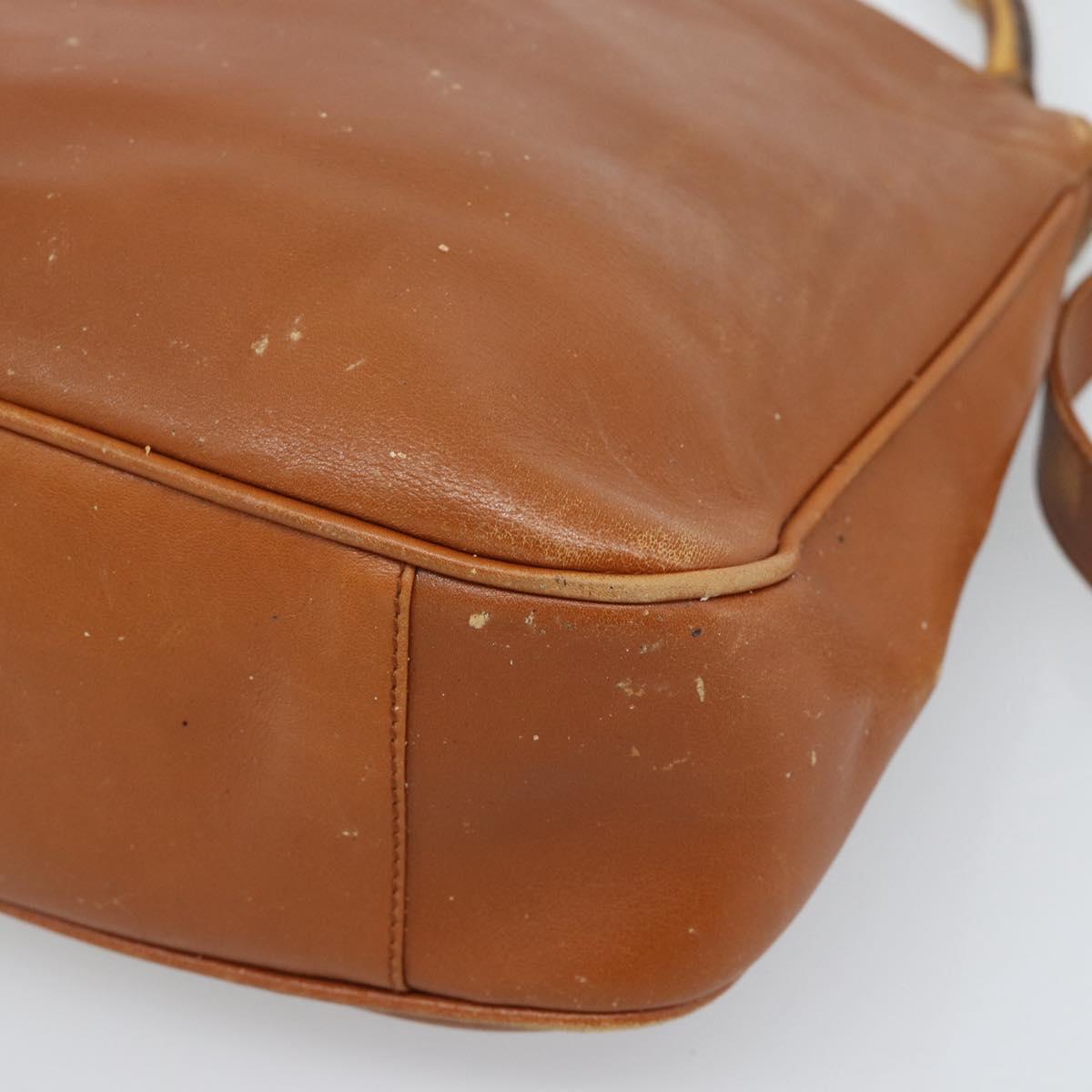 GUCCI Bamboo Hand Bag Leather 2way Brown Gold 001 1705 1638 Auth yk14231
