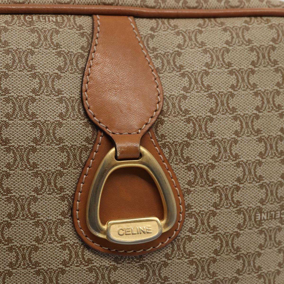 CELINE Macadam Canvas Shoulder Bag Beige Gold Auth yk14240