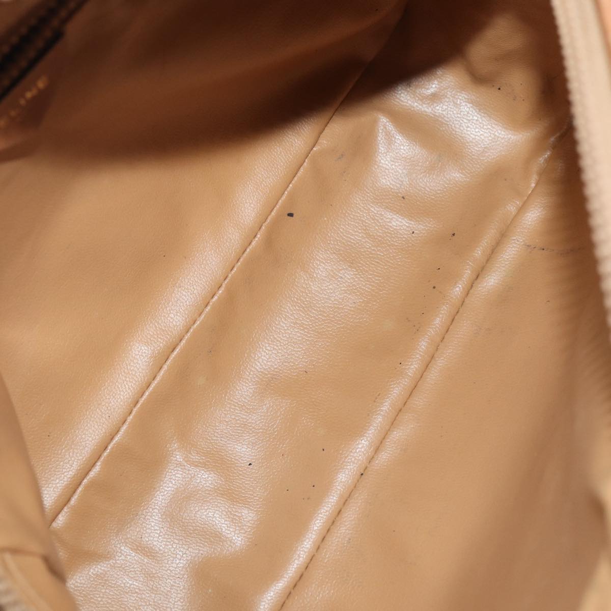 CELINE Macadam Canvas Shoulder Bag Beige Gold Auth yk14240