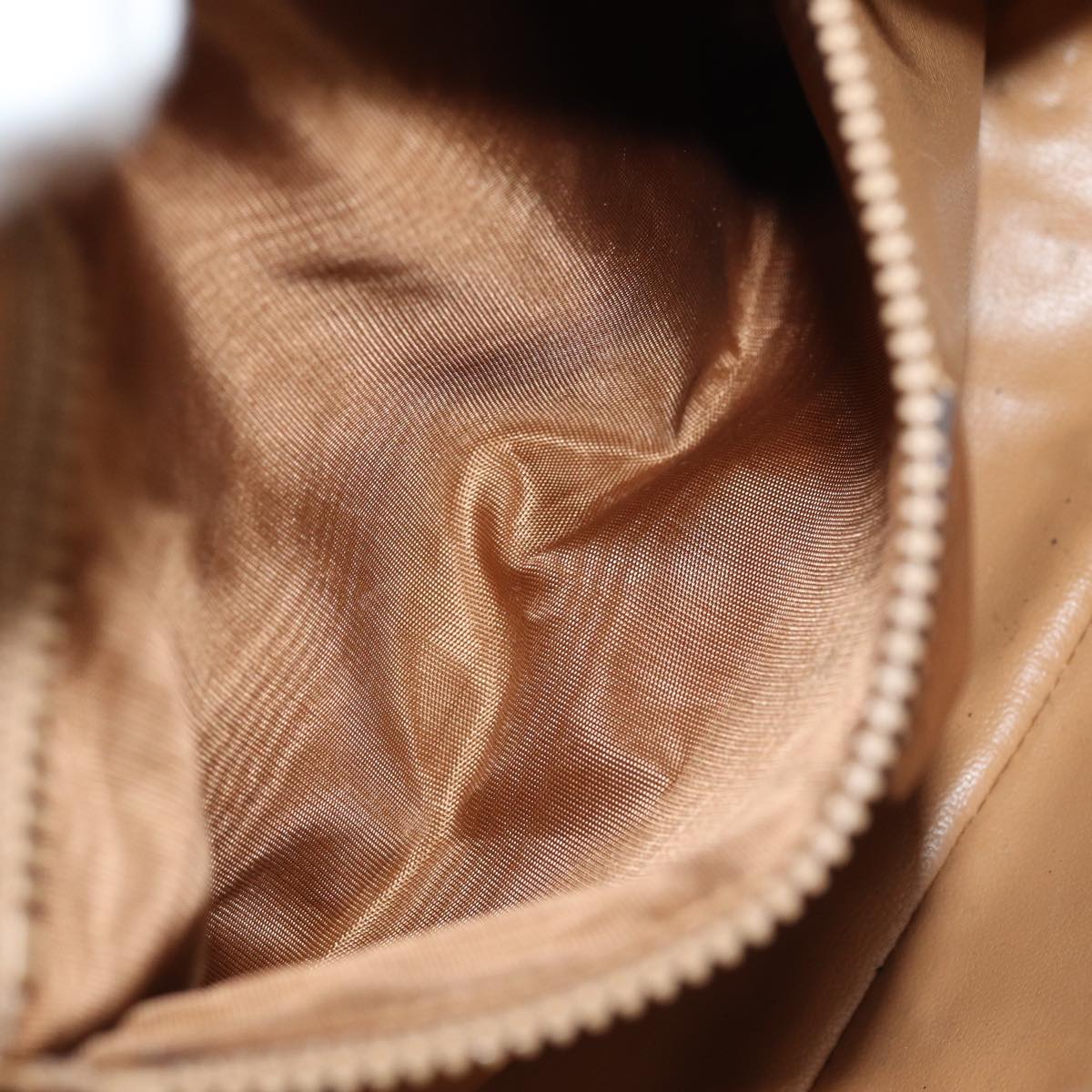 CELINE Macadam Canvas Shoulder Bag Beige Gold Auth yk14240