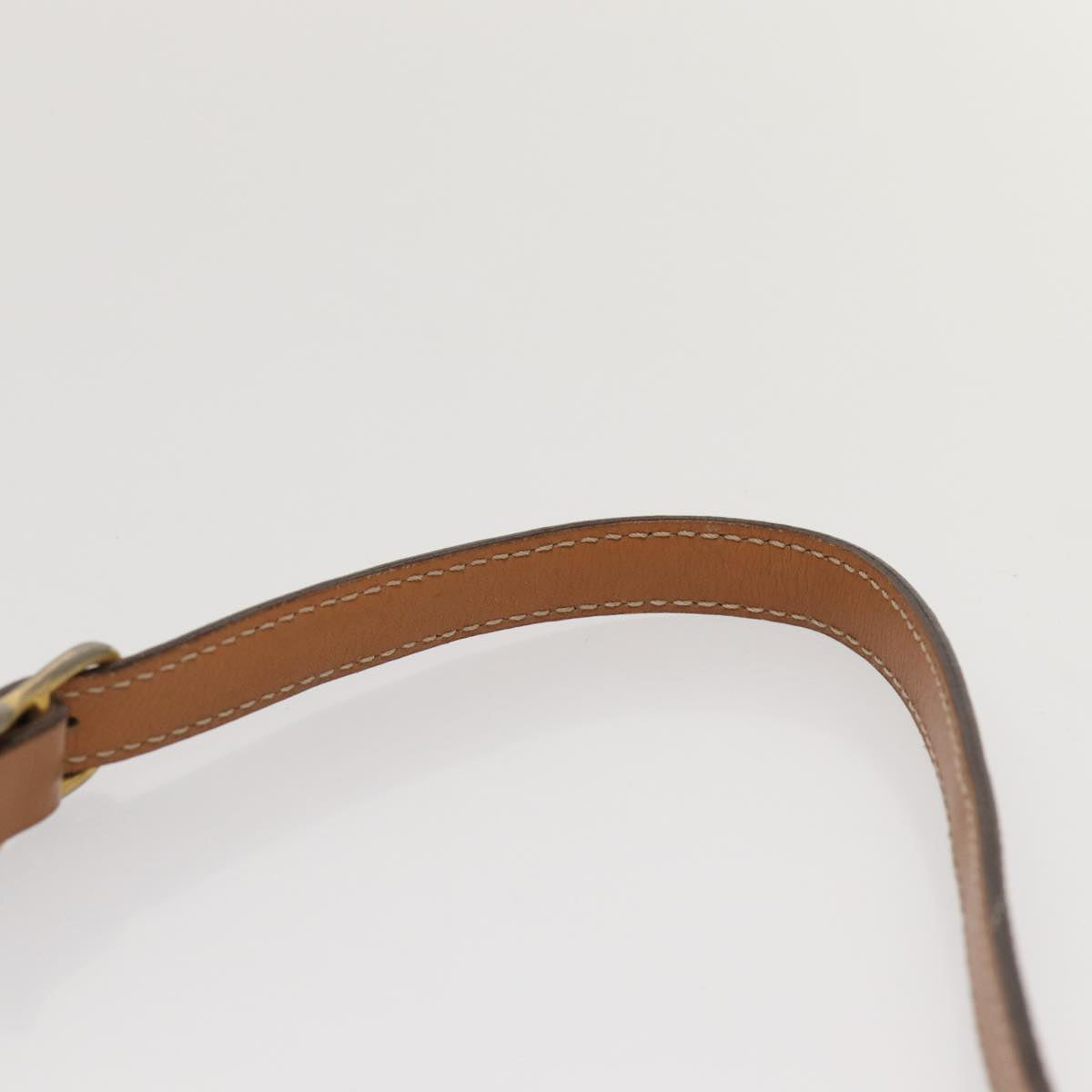 CELINE Macadam Canvas Shoulder Bag Beige Gold Auth yk14240