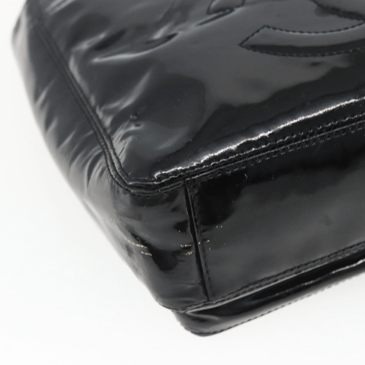 CHANEL COCO Mark Shoulder Bag Patent leather Black Silver CC Auth yk14331