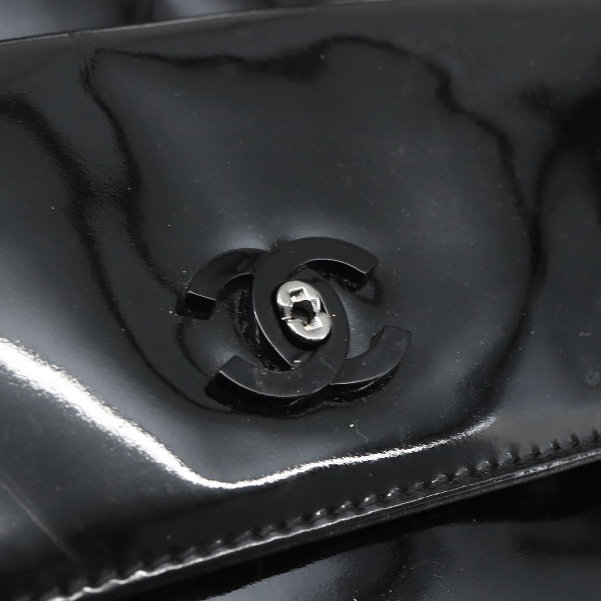 CHANEL COCO Mark Shoulder Bag Patent leather Black Silver CC Auth yk14331