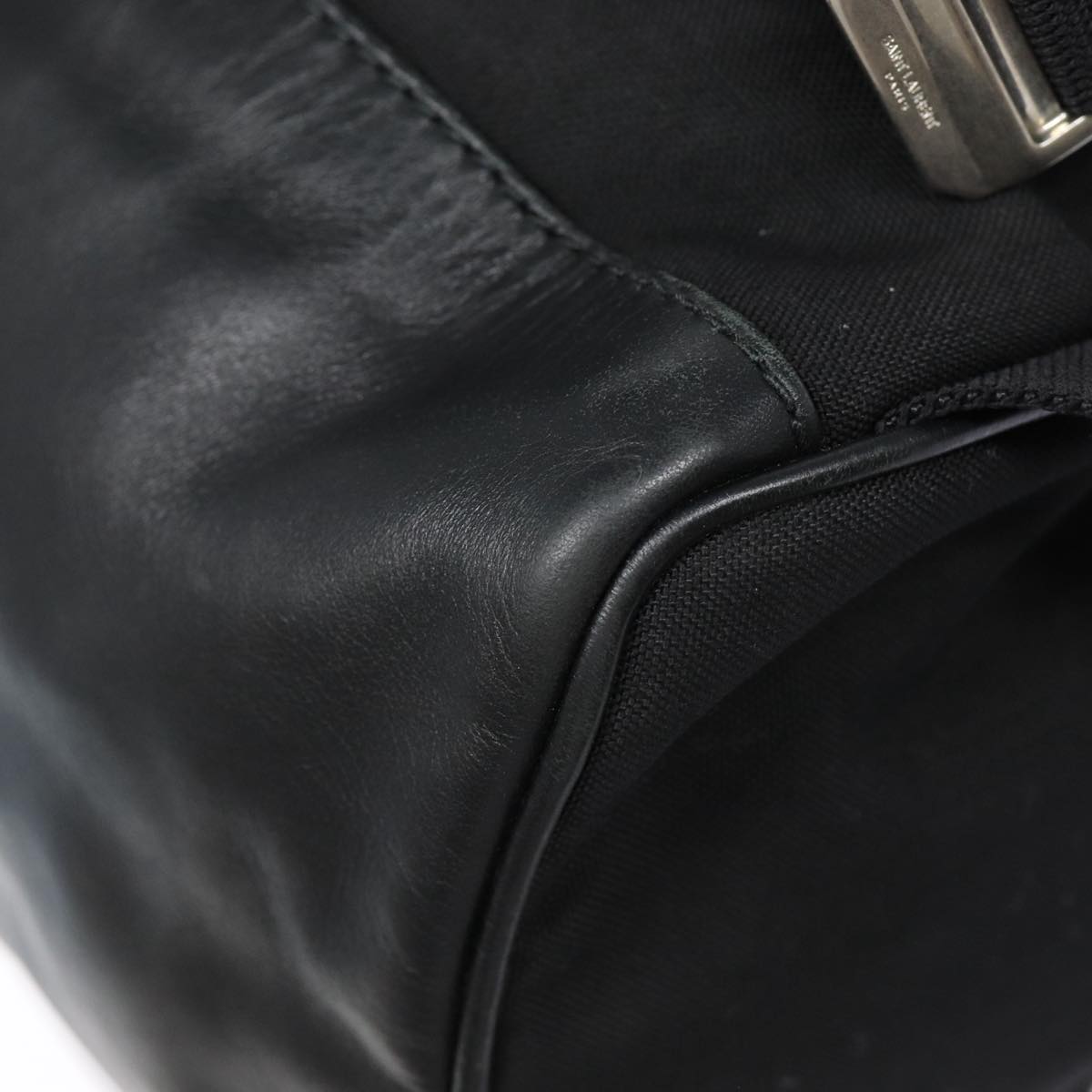 SAINT LAURENT Classic Hunter Backpack Canvas Black Silver Auth yk14364V