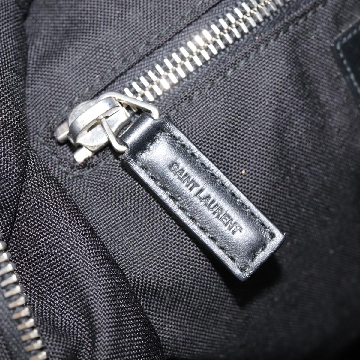 SAINT LAURENT Classic Hunter Backpack Canvas Black Silver Auth yk14364V