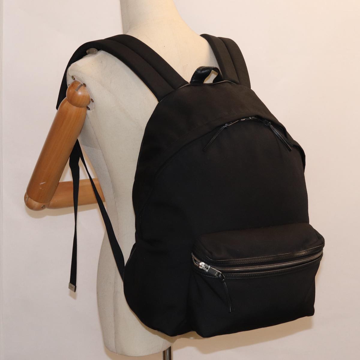 SAINT LAURENT Classic Hunter Backpack Canvas Black Silver Auth yk14364V