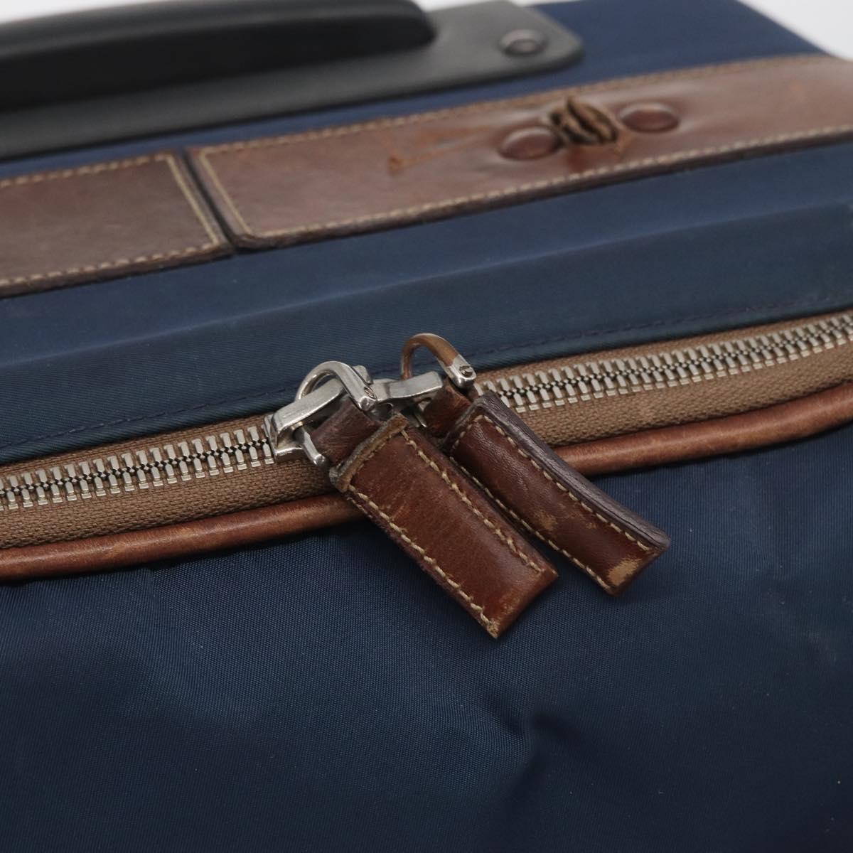 PRADA Suitcase Nylon Leather Navy Brown Auth yk14443