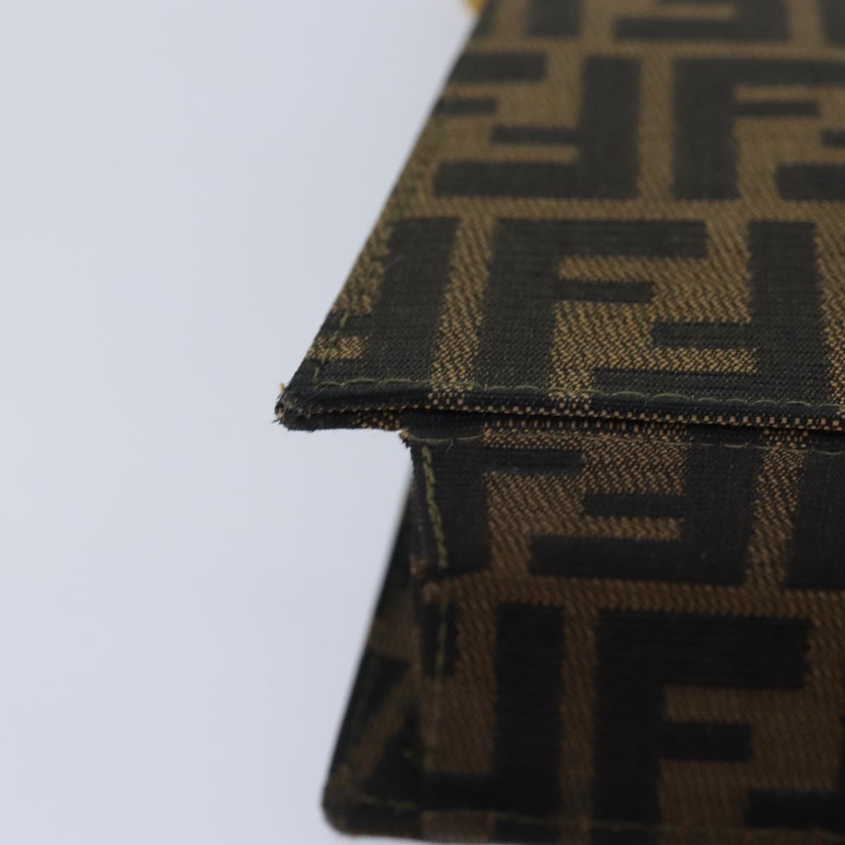 FENDI Zucca Canvas Hand Bag Gold Black Brown Auth yk14520A
