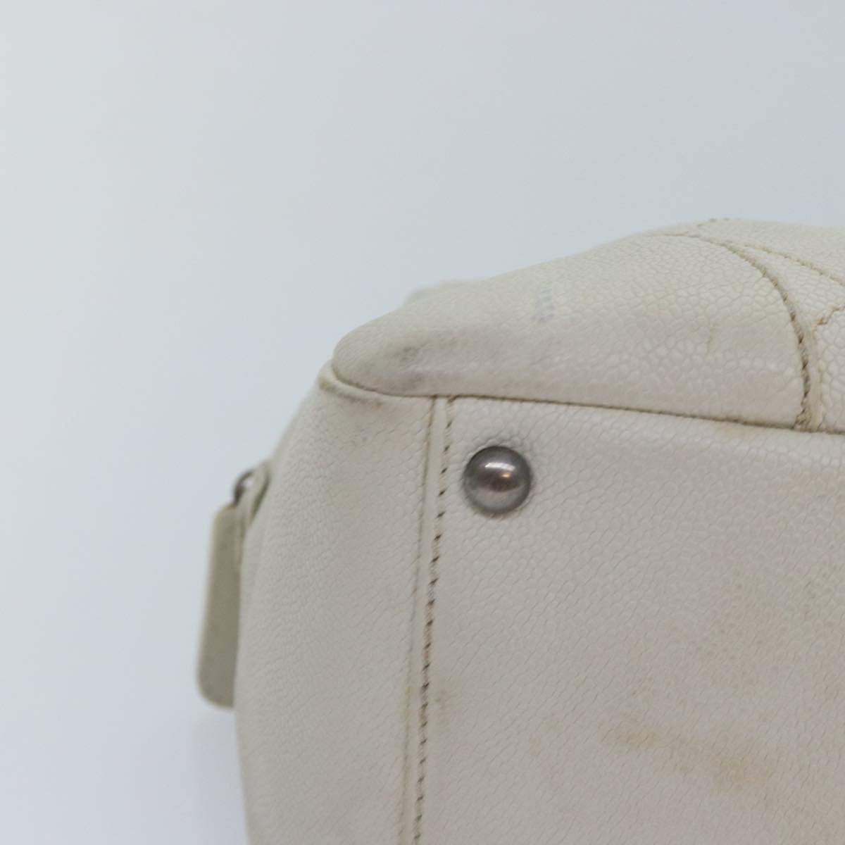 CHANEL Matelasse Chain Shoulder Bag Calf Skin White Silver CC Auth yk14601