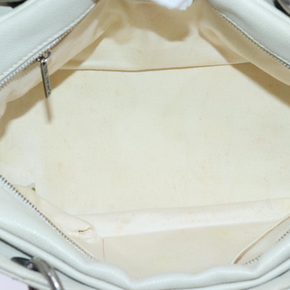 CHANEL Matelasse Chain Shoulder Bag Calf Skin White Silver CC Auth yk14601