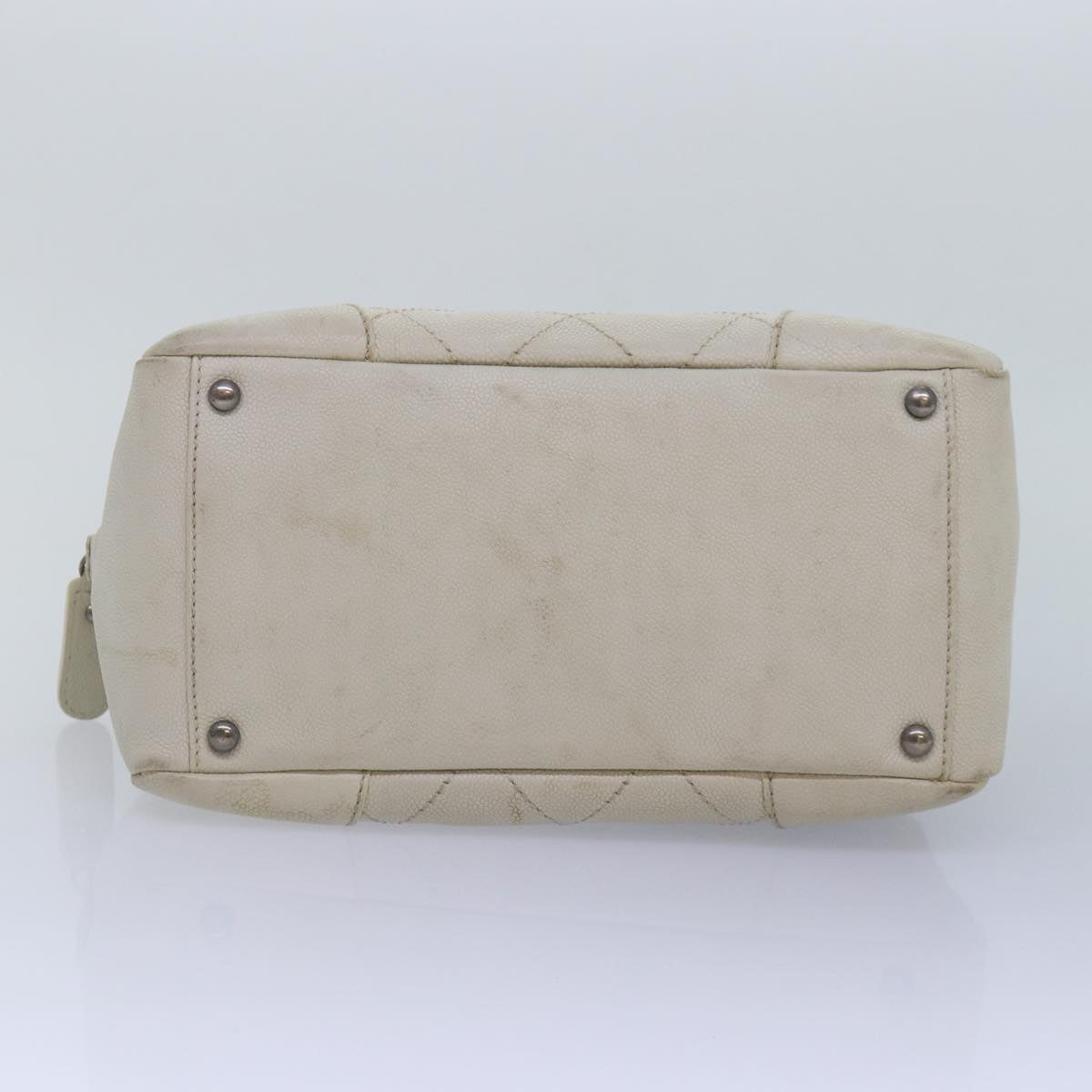 CHANEL Matelasse Chain Shoulder Bag Calf Skin White Silver CC Auth yk14601