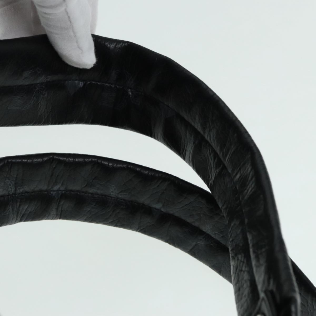 MCM Vicetos Logogram Studs Backpack PVC Black Silver Auth yk14954