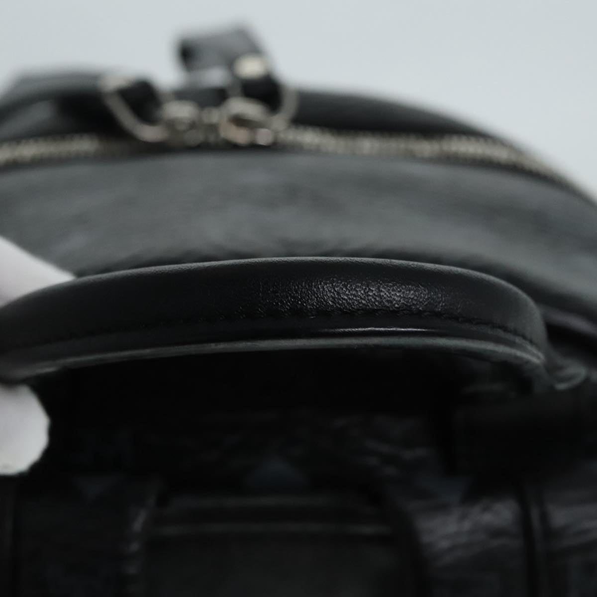 MCM Vicetos Logogram Studs Backpack PVC Black Silver Auth yk14954