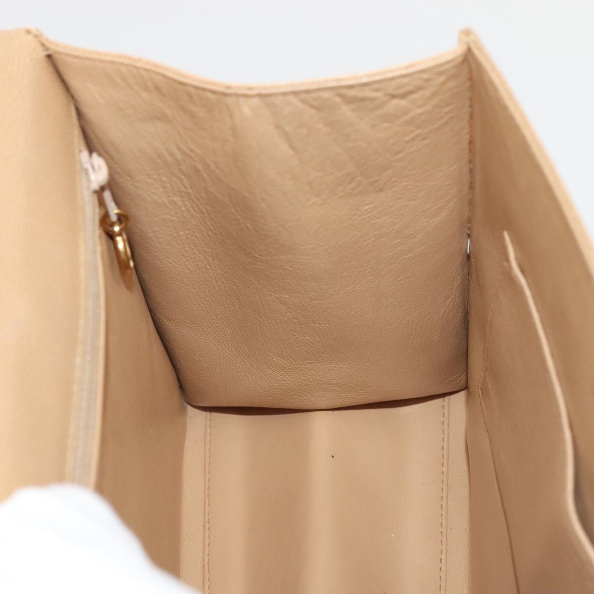 CHANEL Turn Lock Shoulder Bag Caviar Skin Beige Gold CC Auth yk14960V