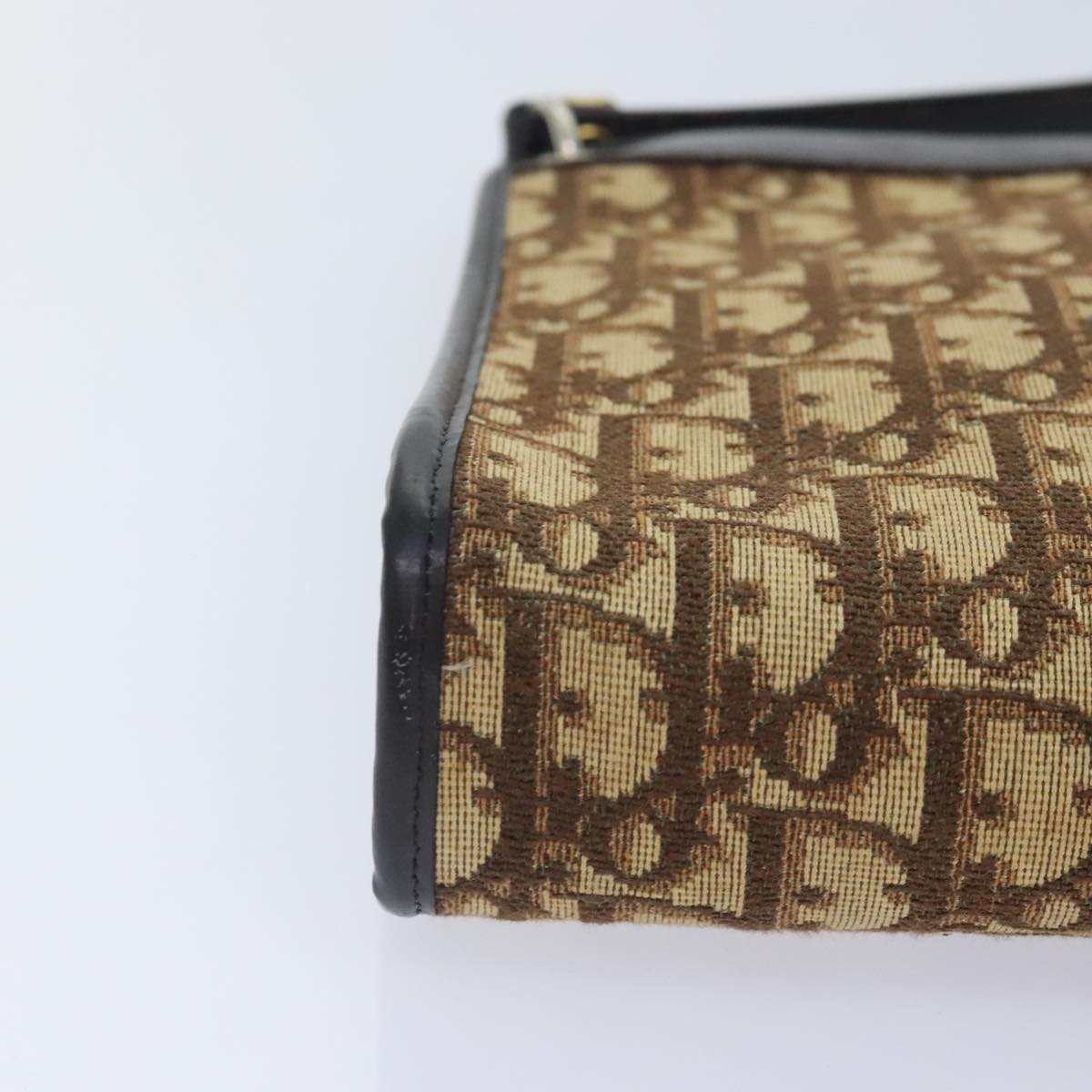 Christian Dior Trotter Canvas Shoulder Bag Brown Gold Auth yk15090