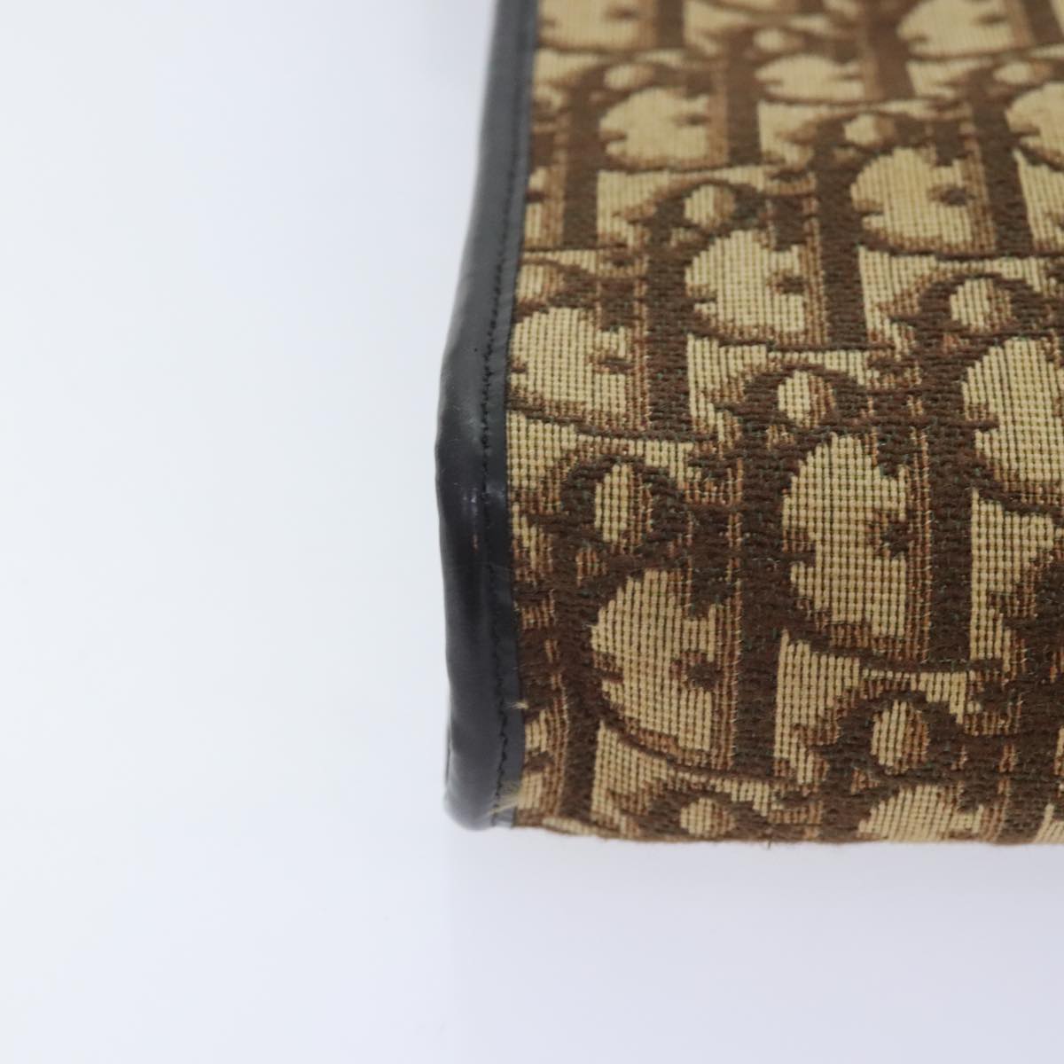 Christian Dior Trotter Canvas Shoulder Bag Brown Gold Auth yk15090