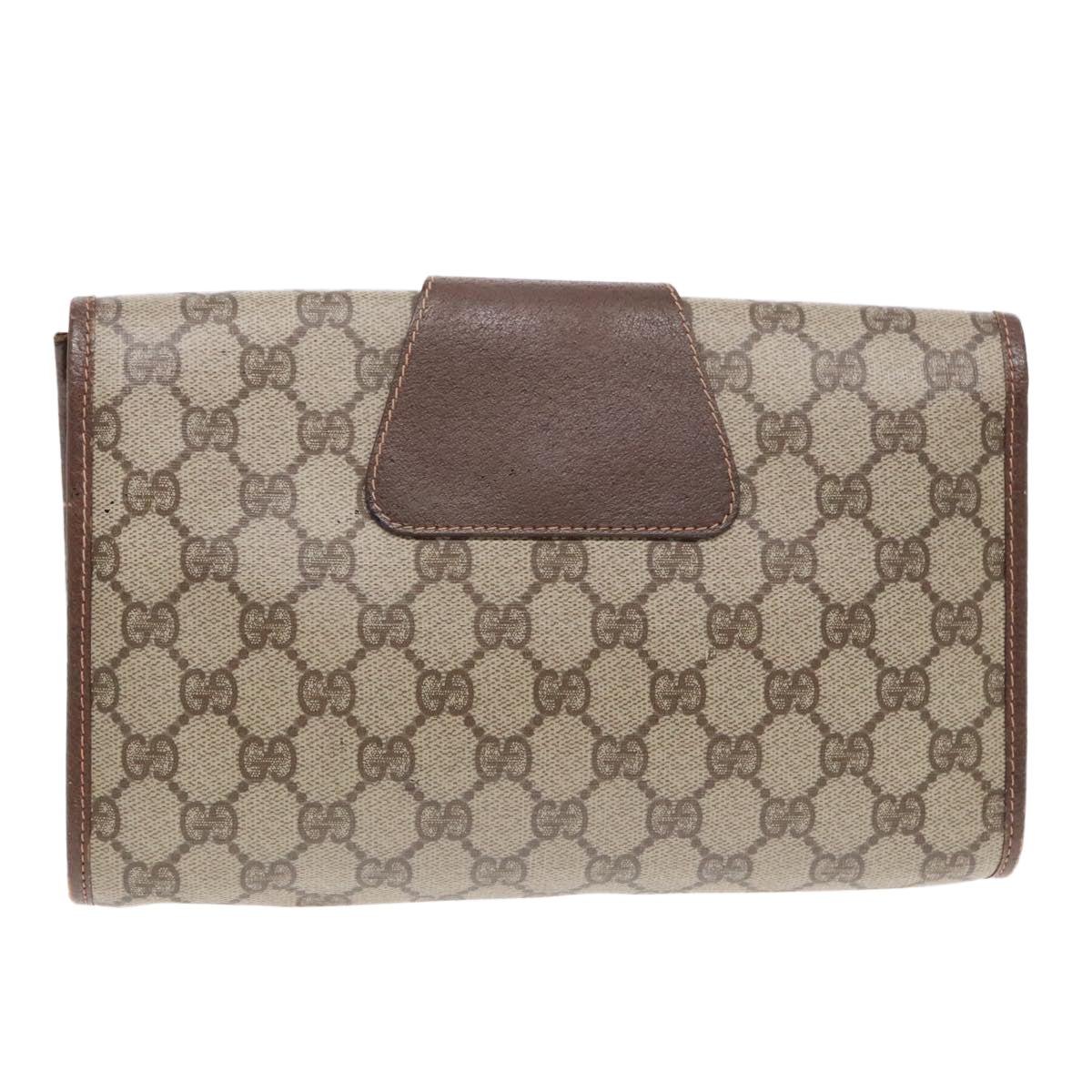 GUCCI GG Supreme Web Sherry Line Clutch Bag PVC Beige 156 01 030 Auth yk15333