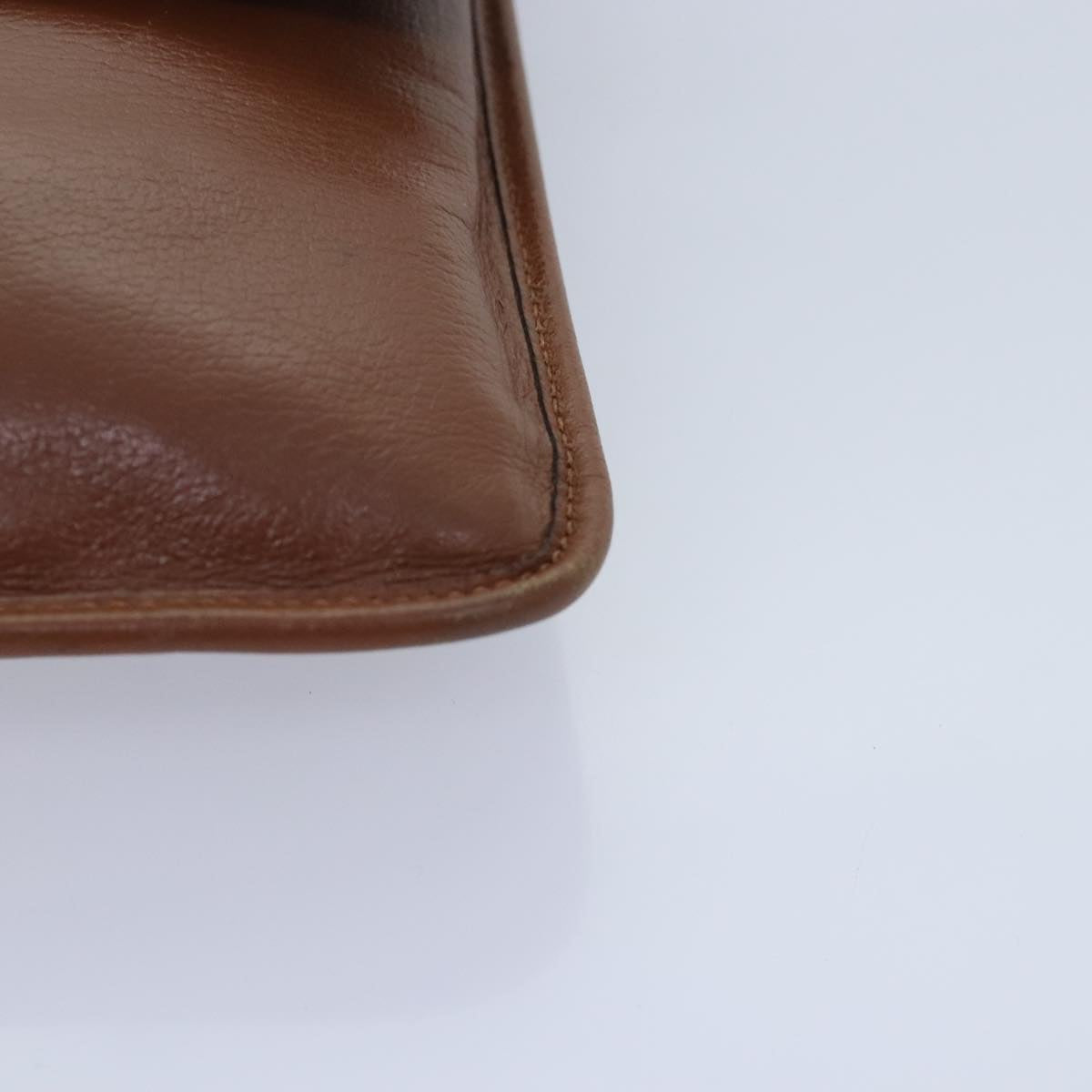 Christian Dior Chain Shoulder Bag Leather Brown Auth yk15370